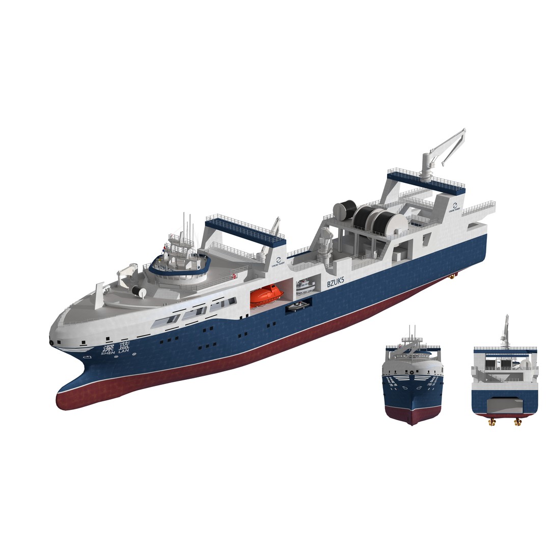 Deep Blue 3D Model – Fishing and Processing Vessel, OBJ, FBX - View 3