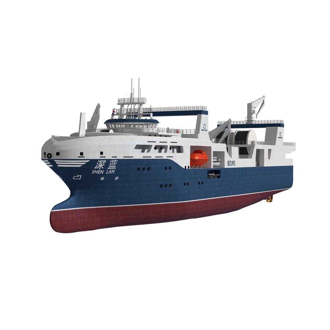 Deep Blue 3D Model – Fishing and Processing Vessel, OBJ, FBX - View 4