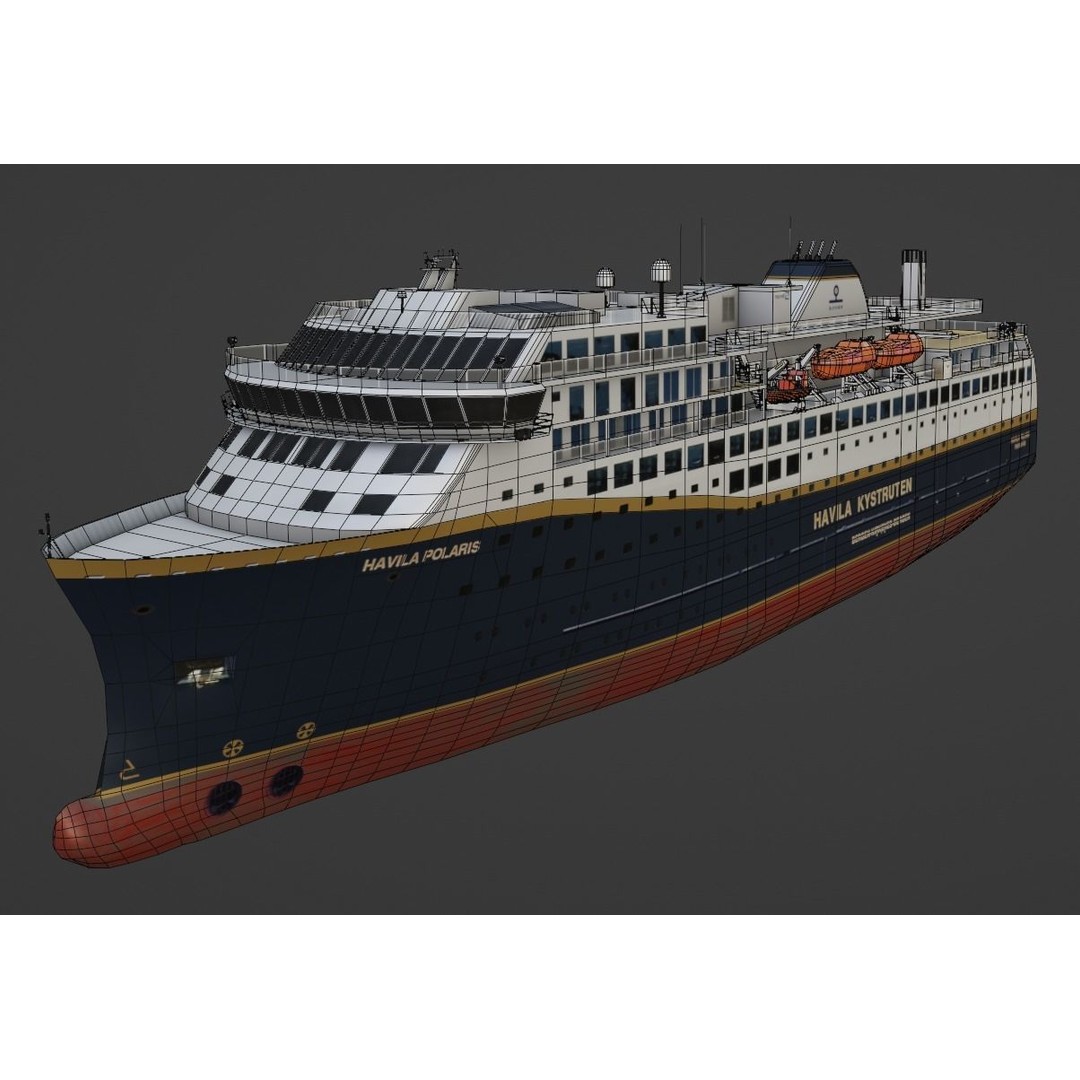 Havila Polaris Cruise Ship 3D Model – Low Poly Watercraft, FBX, Blender - View 10
