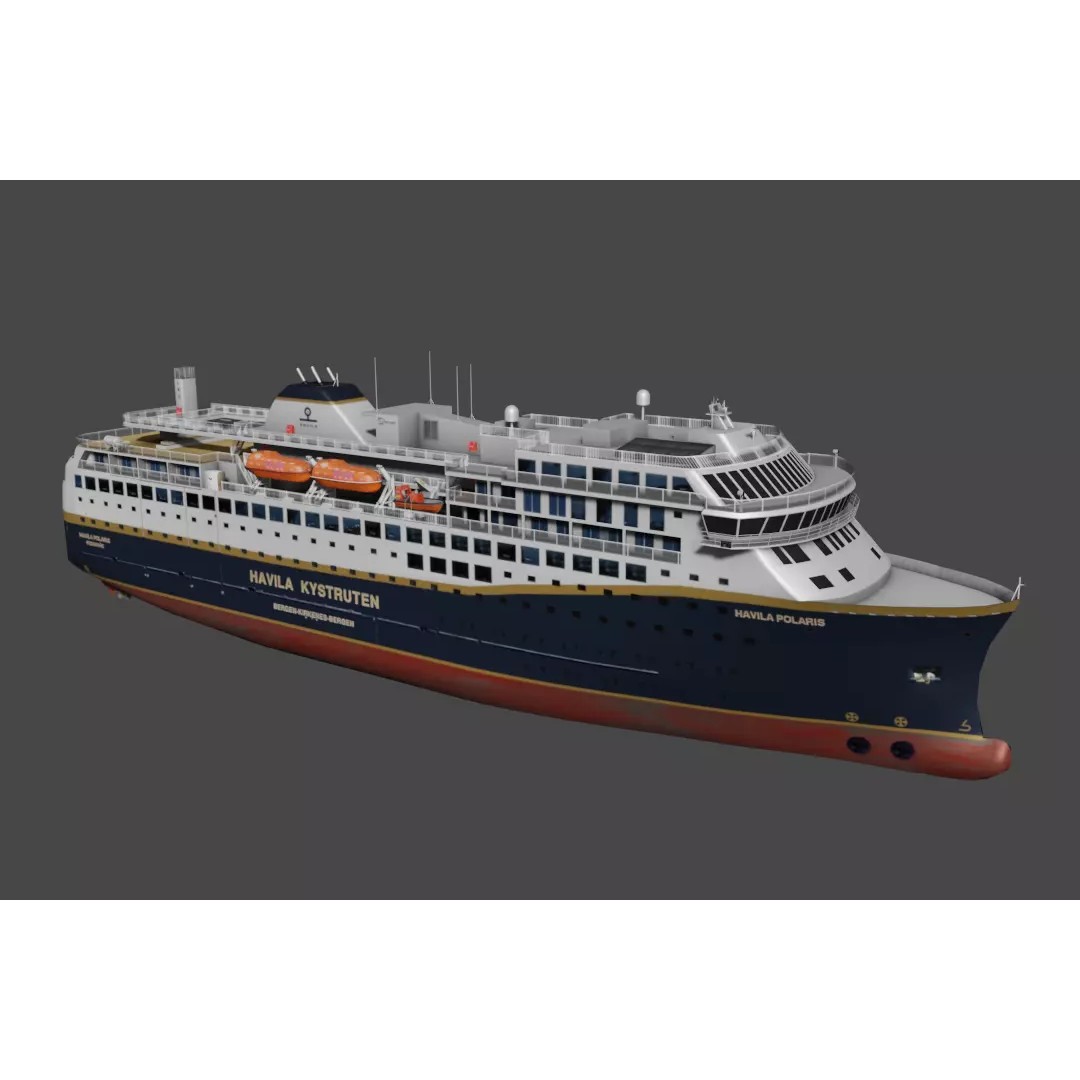 Havila Polaris Cruise Ship 3D Model – Low Poly Watercraft, FBX, Blender - View 2
