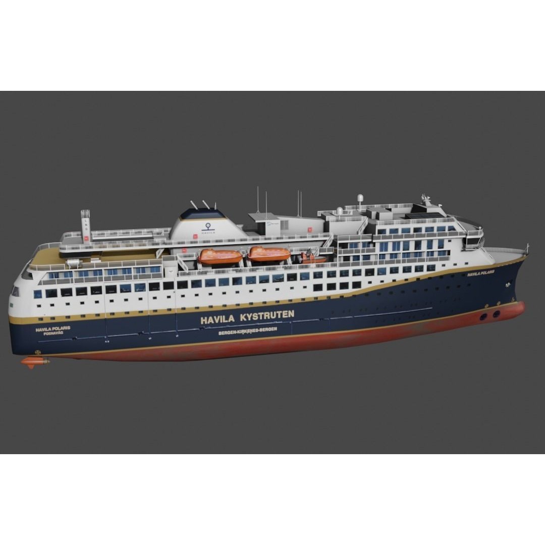 Havila Polaris Cruise Ship 3D Model – Low Poly Watercraft, FBX, Blender - View 3