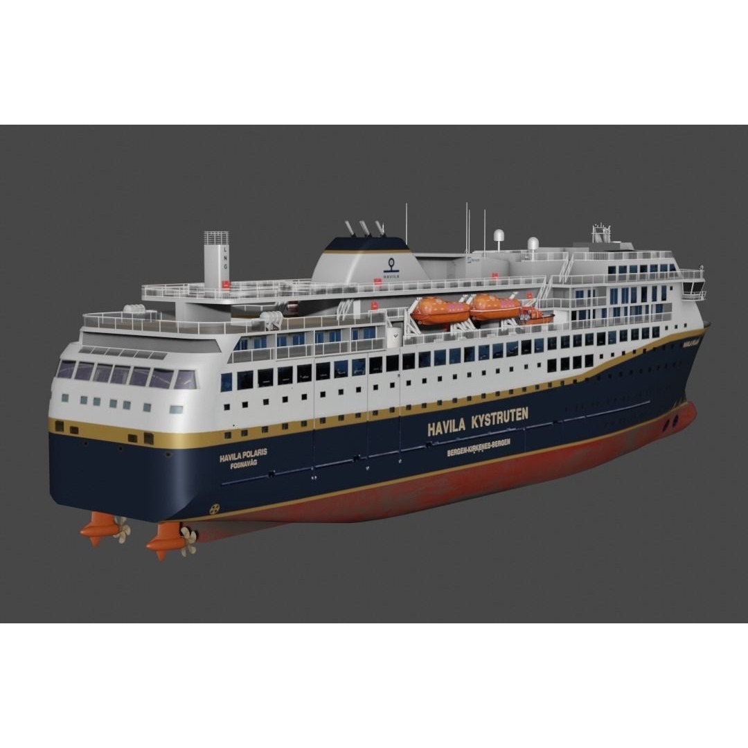 Havila Polaris Cruise Ship 3D Model – Low Poly Watercraft, FBX, Blender - View 4