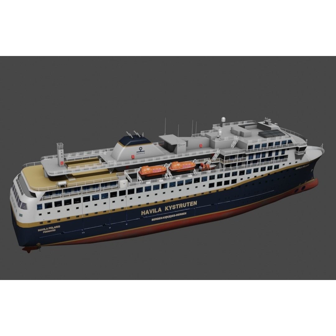 Havila Polaris Cruise Ship 3D Model – Low Poly Watercraft, FBX, Blender - View 5