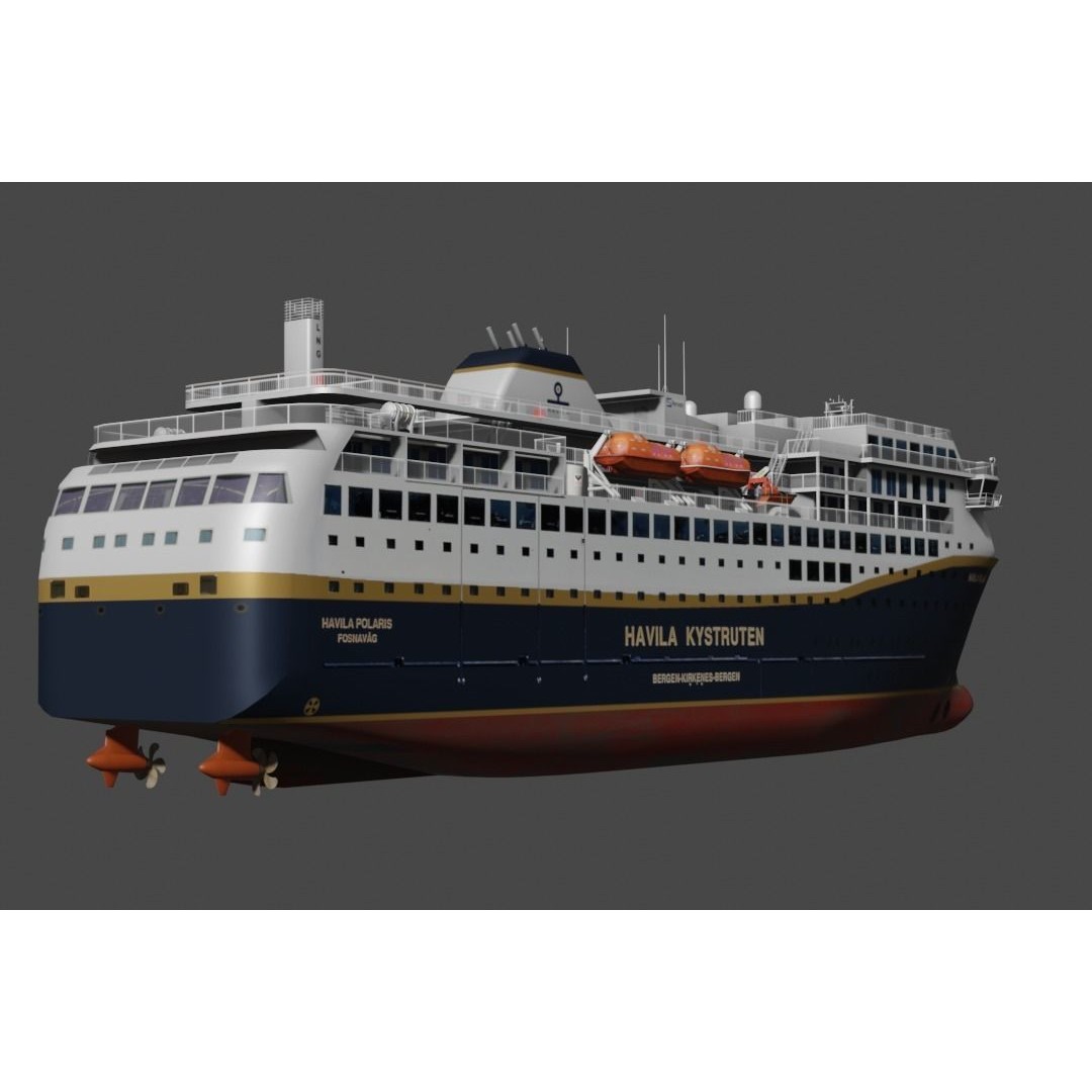 Havila Polaris Cruise Ship 3D Model – Low Poly Watercraft, FBX, Blender - View 6