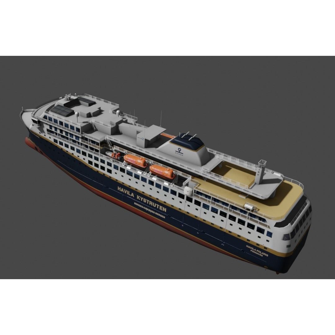 Havila Polaris Cruise Ship 3D Model – Low Poly Watercraft, FBX, Blender - View 8