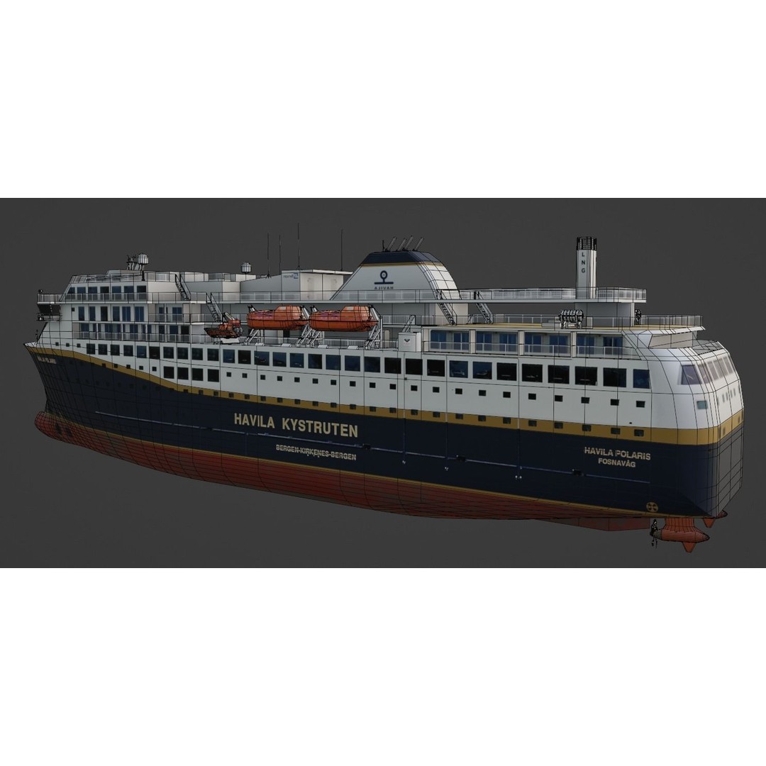 Havila Polaris Cruise Ship 3D Model – Low Poly Watercraft, FBX, Blender - View 9