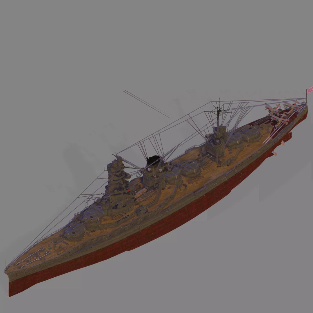 IJN Ise 3D Model – High Poly Battleship Asset for Games, FBX - View 2