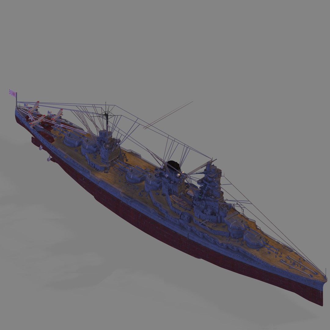 IJN Ise 3D Model – High Poly Battleship Asset for Games, FBX - View 3