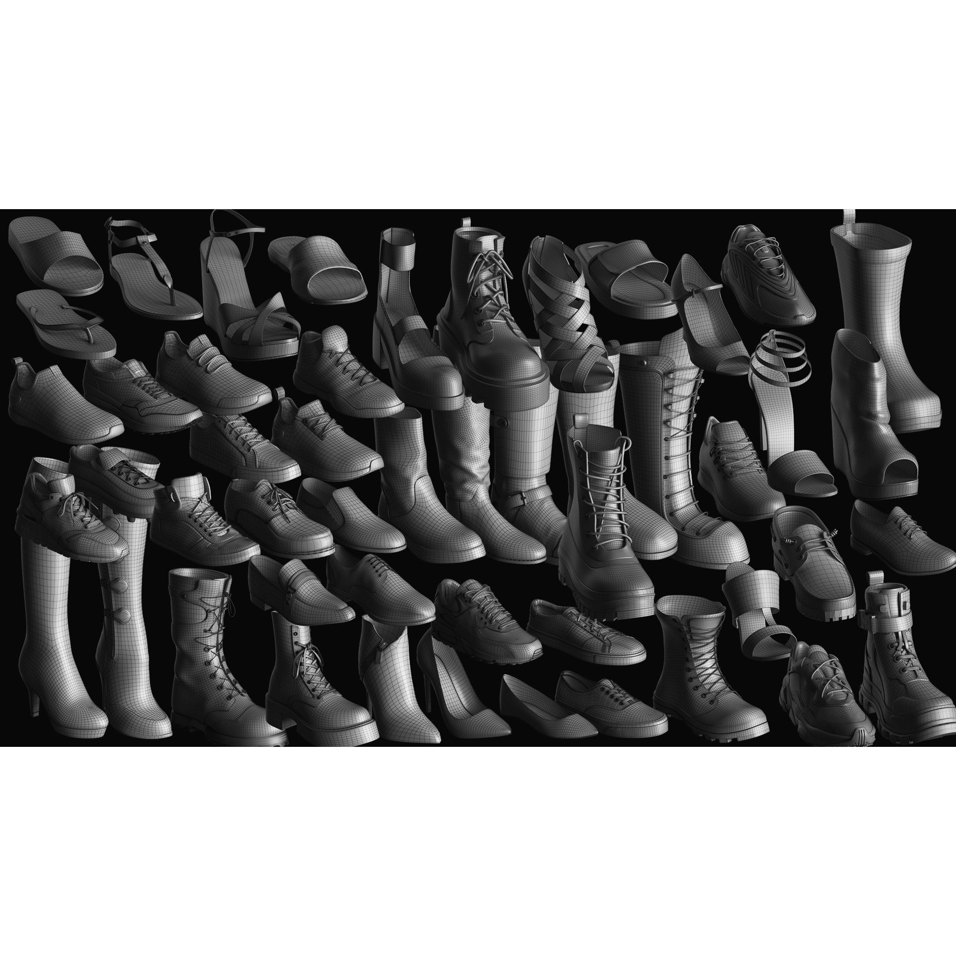 Basemesh Shoes Collection - Game-Ready 3D Model