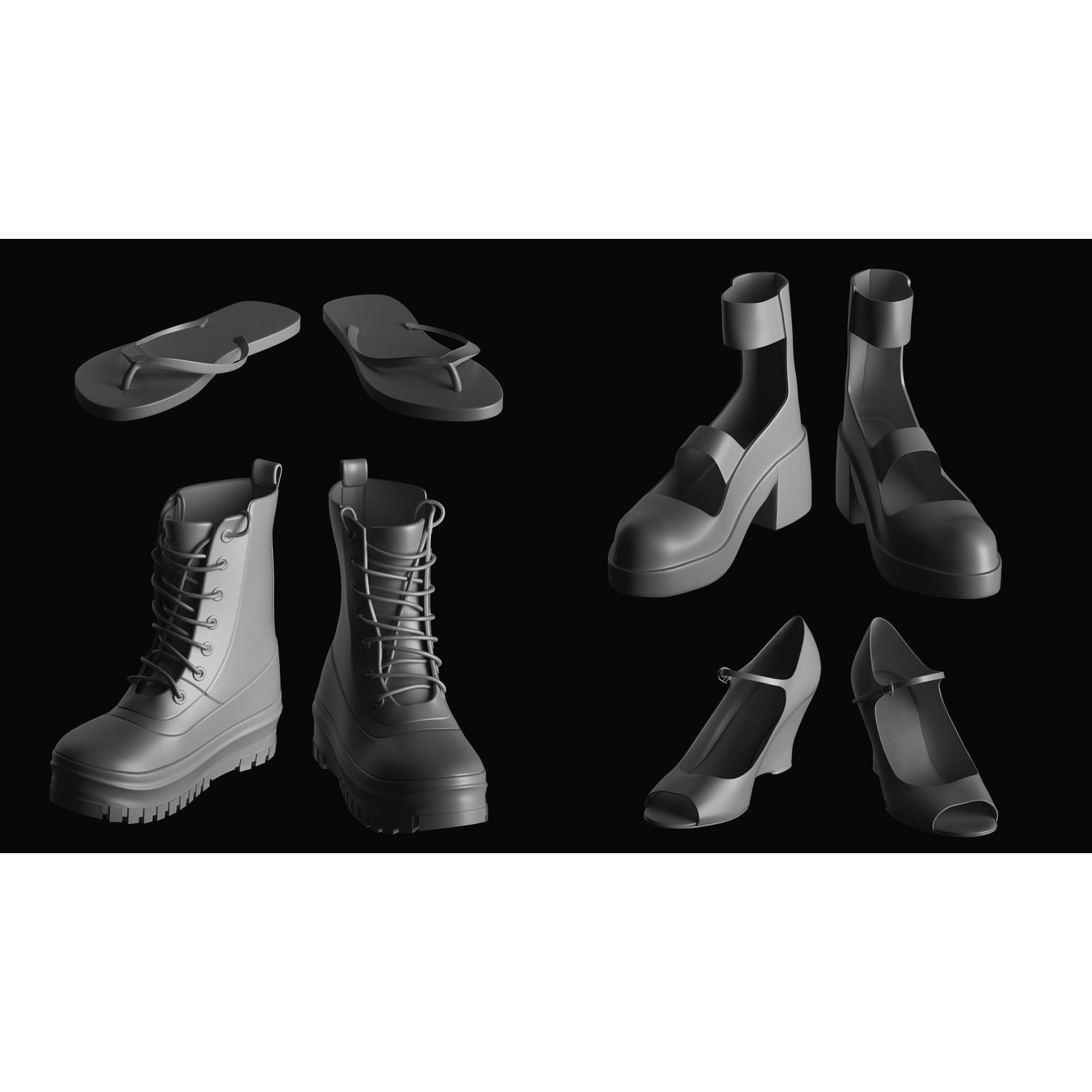 Basemesh Shoes Collection - Game-Ready 3D Model - View 13