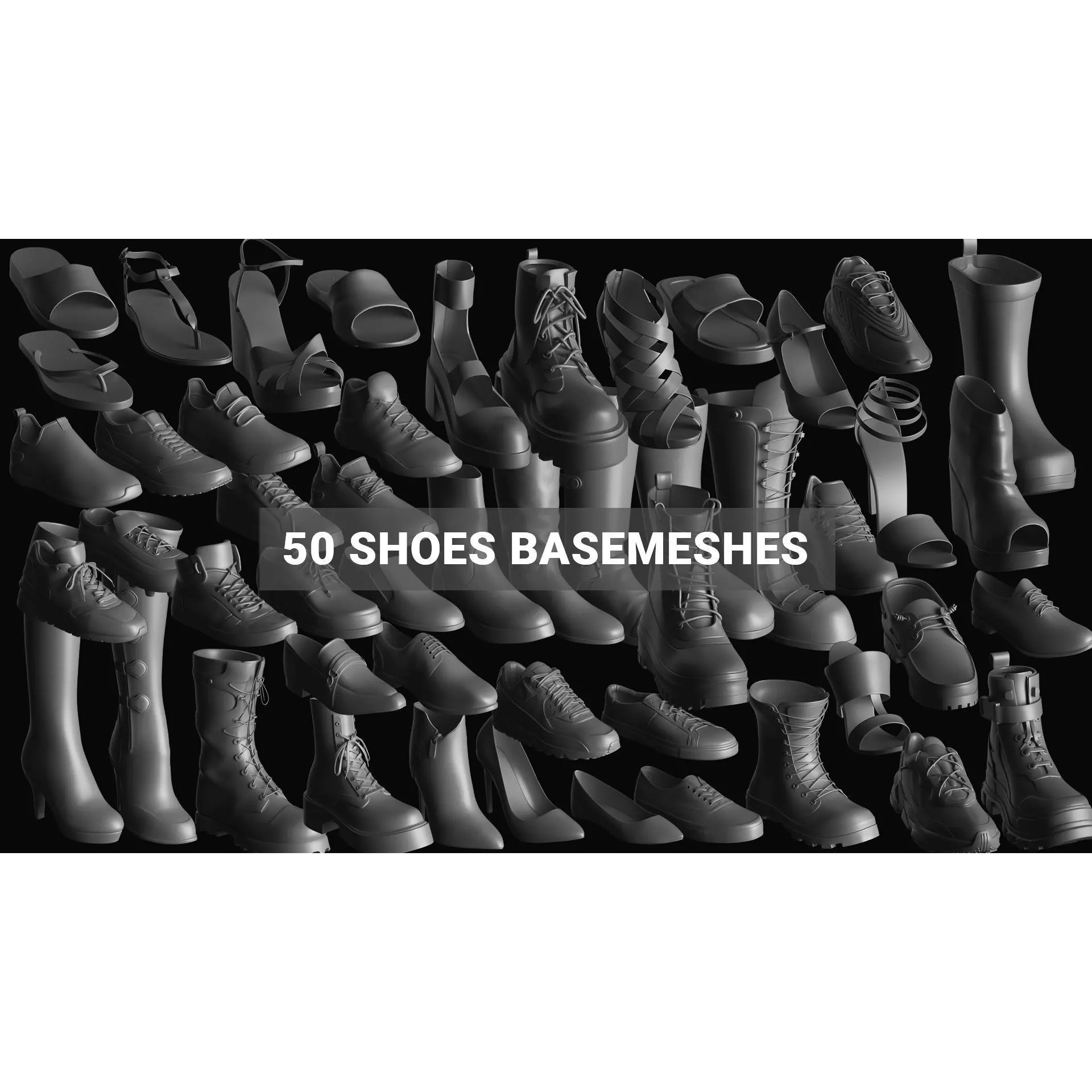 Basemesh Shoes Collection - Game-Ready 3D Model - View 2