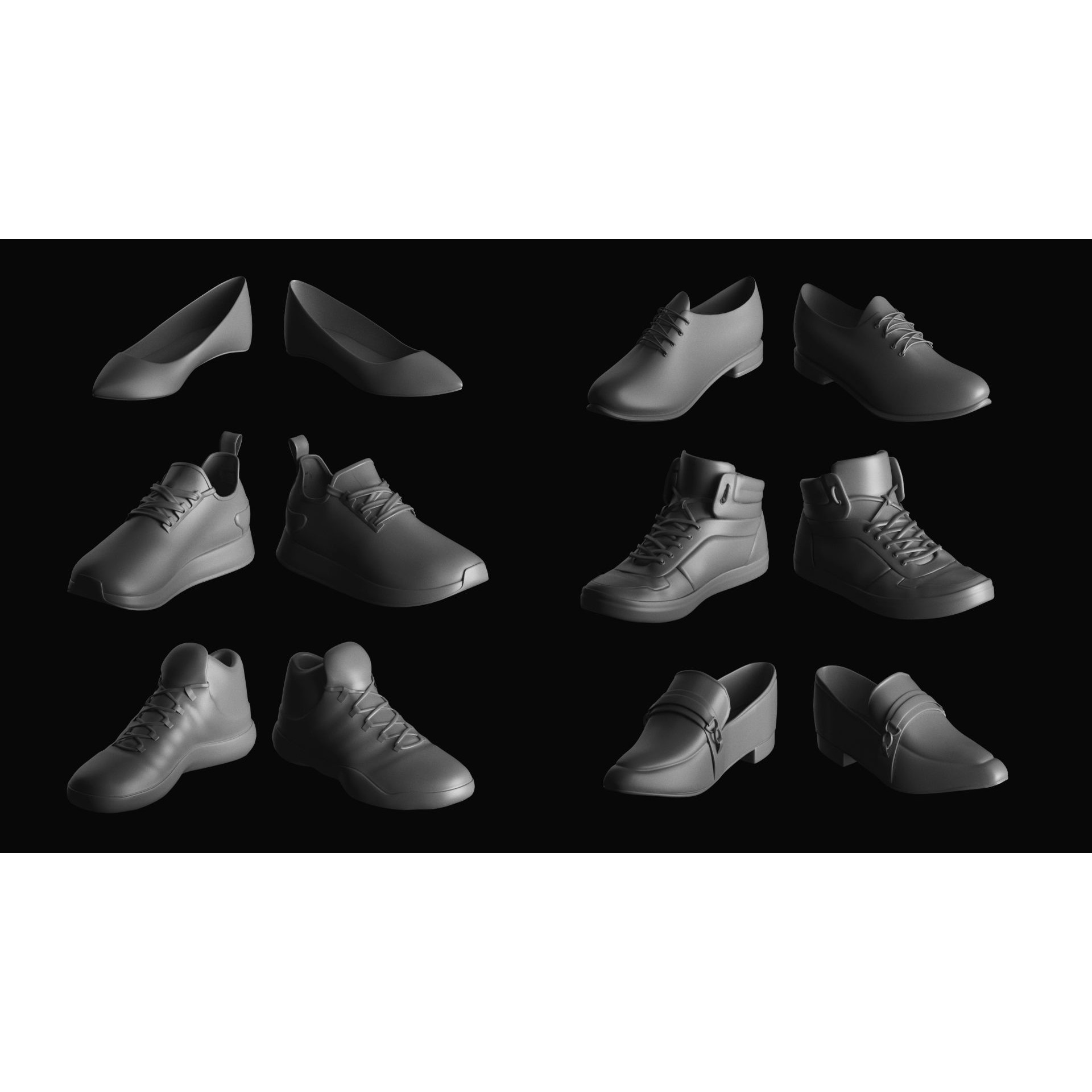Basemesh Shoes Collection - Game-Ready 3D Model - View 3