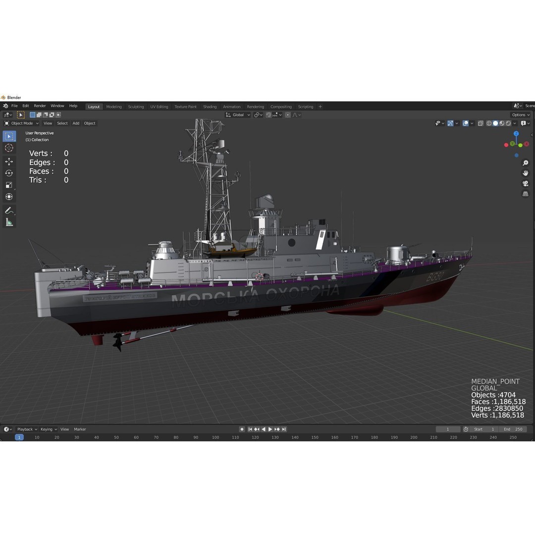 UkS Grigory Kuropiatnikov BG50 3D Model – Military Watercraft, FBX