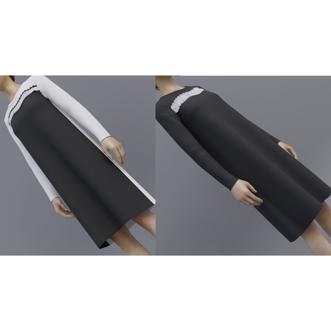 Sheath Dress 3D Model – Low Poly Female Clothing, PBR Textures