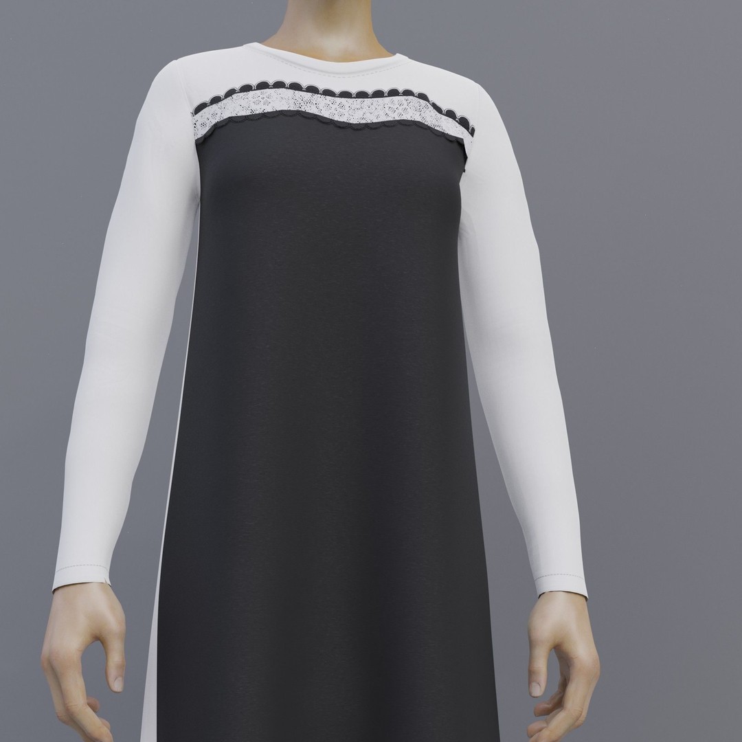 Sheath Dress 3D Model – Low Poly Female Clothing, PBR Textures - View 11
