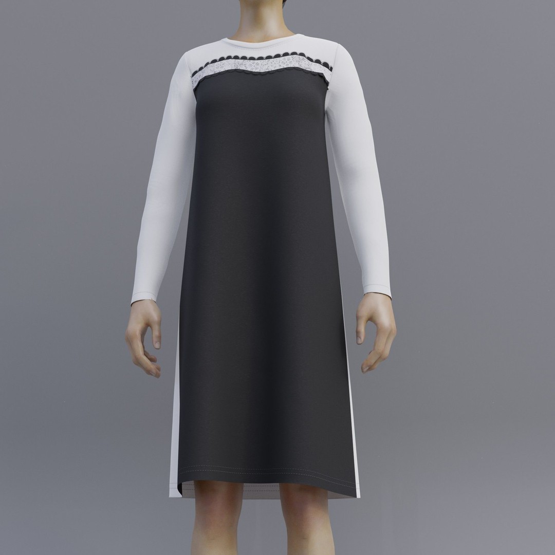 Sheath Dress 3D Model – Low Poly Female Clothing, PBR Textures - View 14