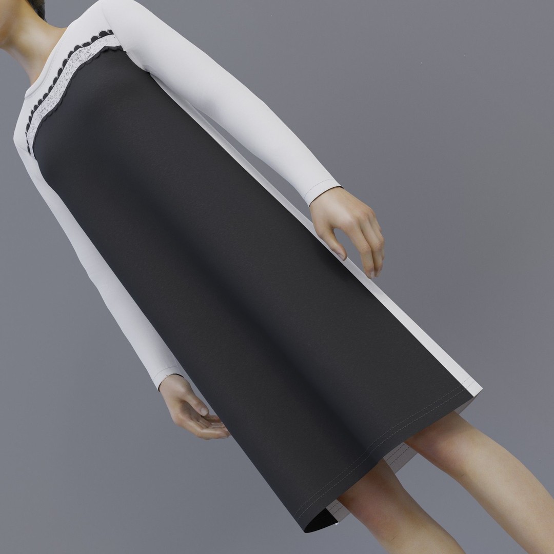 Sheath Dress 3D Model – Low Poly Female Clothing, PBR Textures - View 15