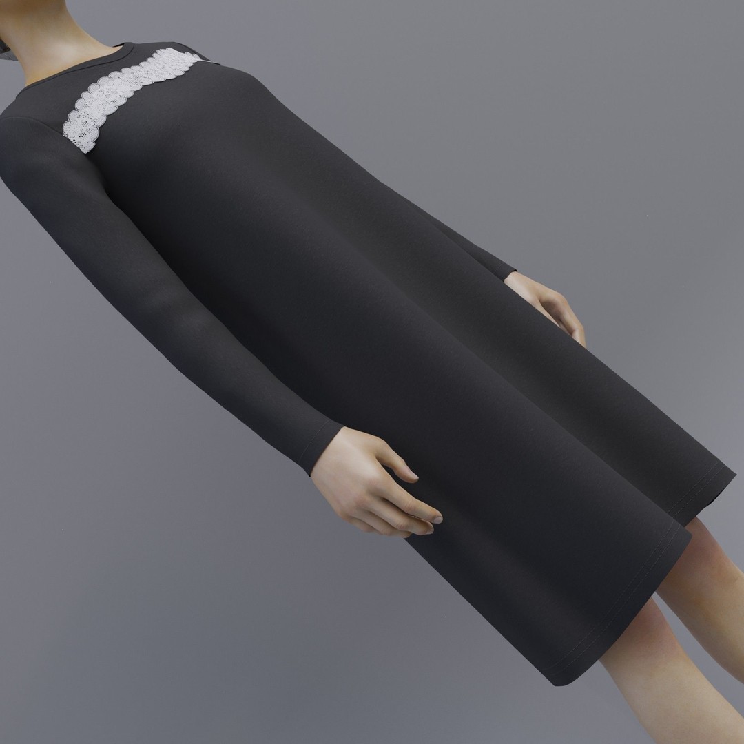 Sheath Dress 3D Model – Low Poly Female Clothing, PBR Textures - View 16