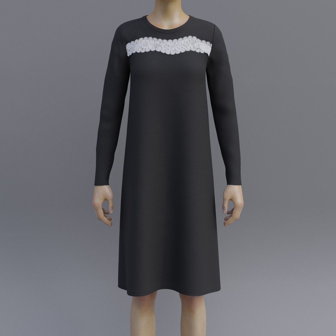 Sheath Dress 3D Model – Low Poly Female Clothing, PBR Textures - View 17