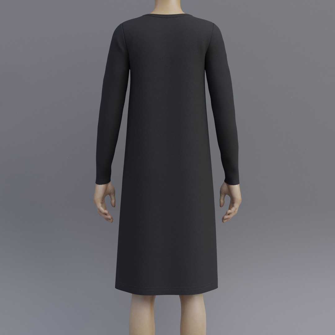 Sheath Dress 3D Model – Low Poly Female Clothing, PBR Textures - View 18