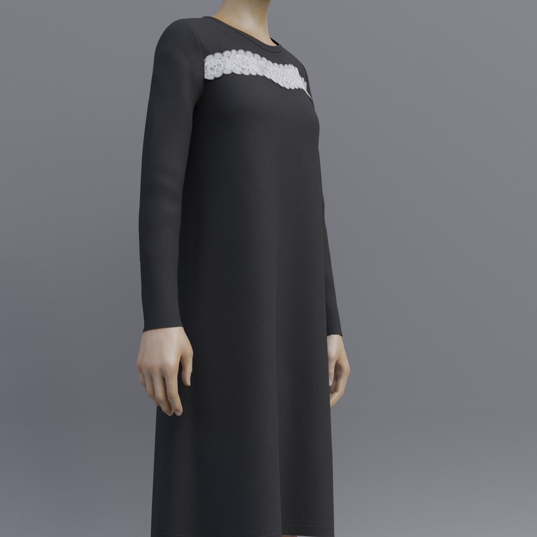 Sheath Dress 3D Model – Low Poly Female Clothing, PBR Textures - View 19