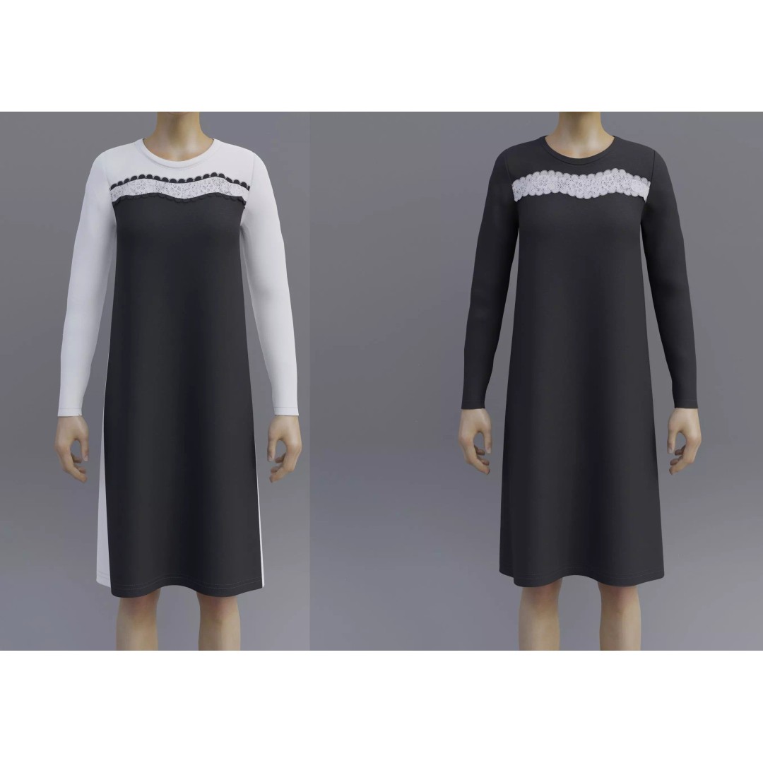 Sheath Dress 3D Model – Low Poly Female Clothing, PBR Textures - View 2