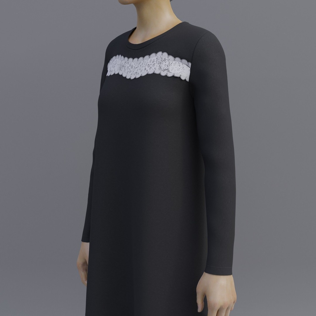 Sheath Dress 3D Model – Low Poly Female Clothing, PBR Textures - View 21