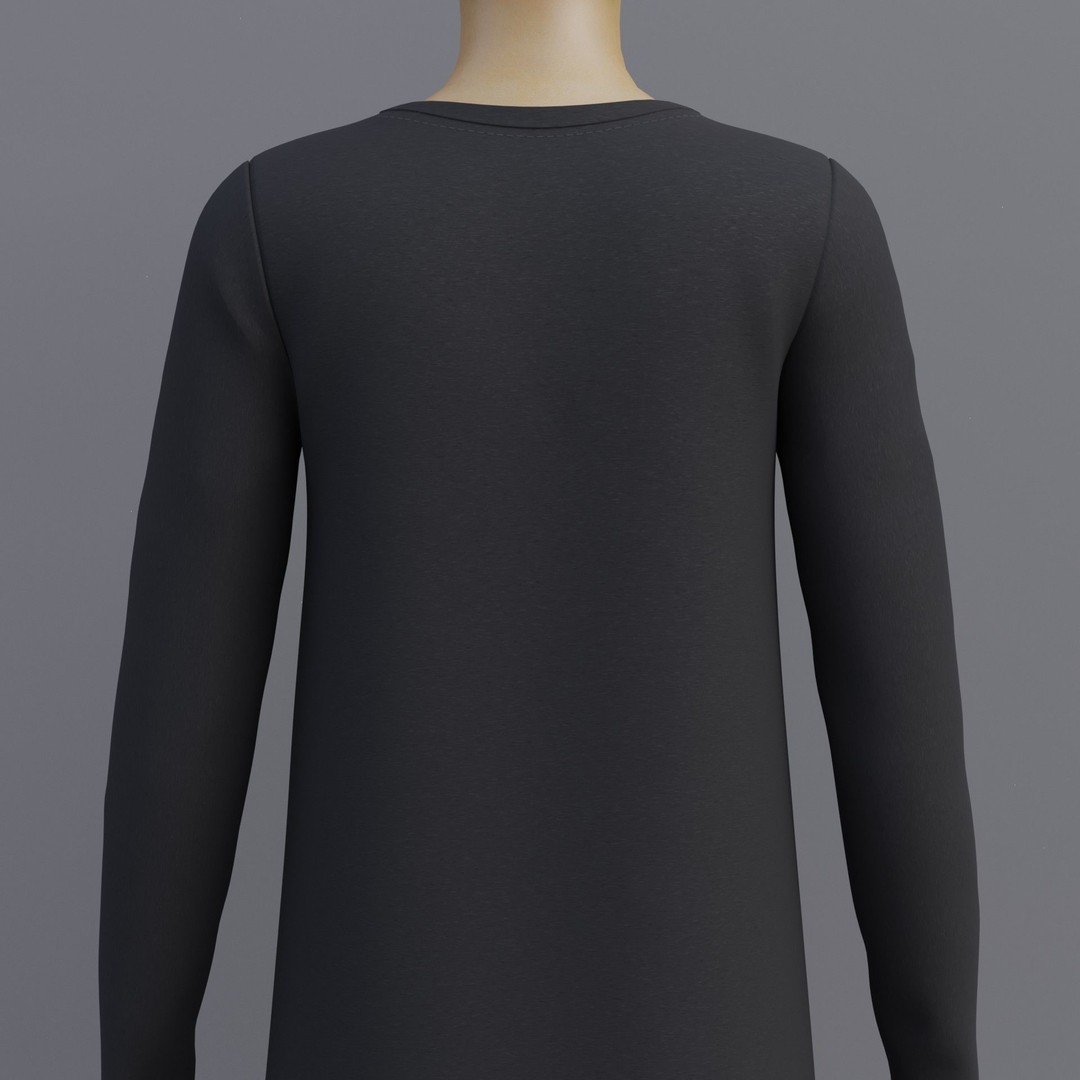 Sheath Dress 3D Model – Low Poly Female Clothing, PBR Textures - View 22