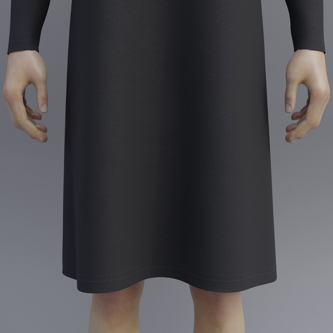 Sheath Dress 3D Model – Low Poly Female Clothing, PBR Textures - View 23