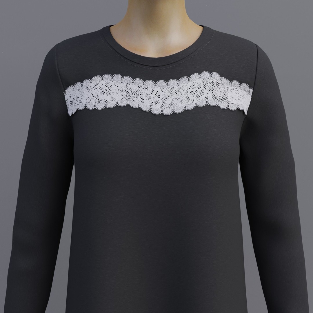 Sheath Dress 3D Model – Low Poly Female Clothing, PBR Textures - View 24