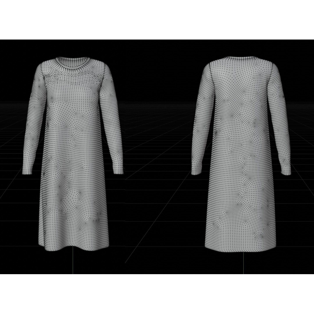 Sheath Dress 3D Model – Low Poly Female Clothing, PBR Textures - View 27