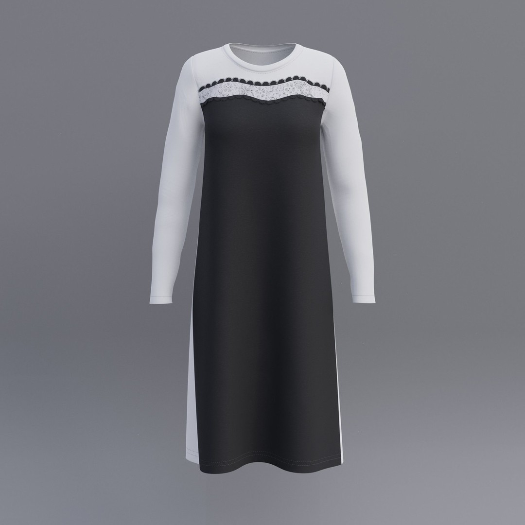 Sheath Dress 3D Model – Low Poly Female Clothing, PBR Textures - View 28