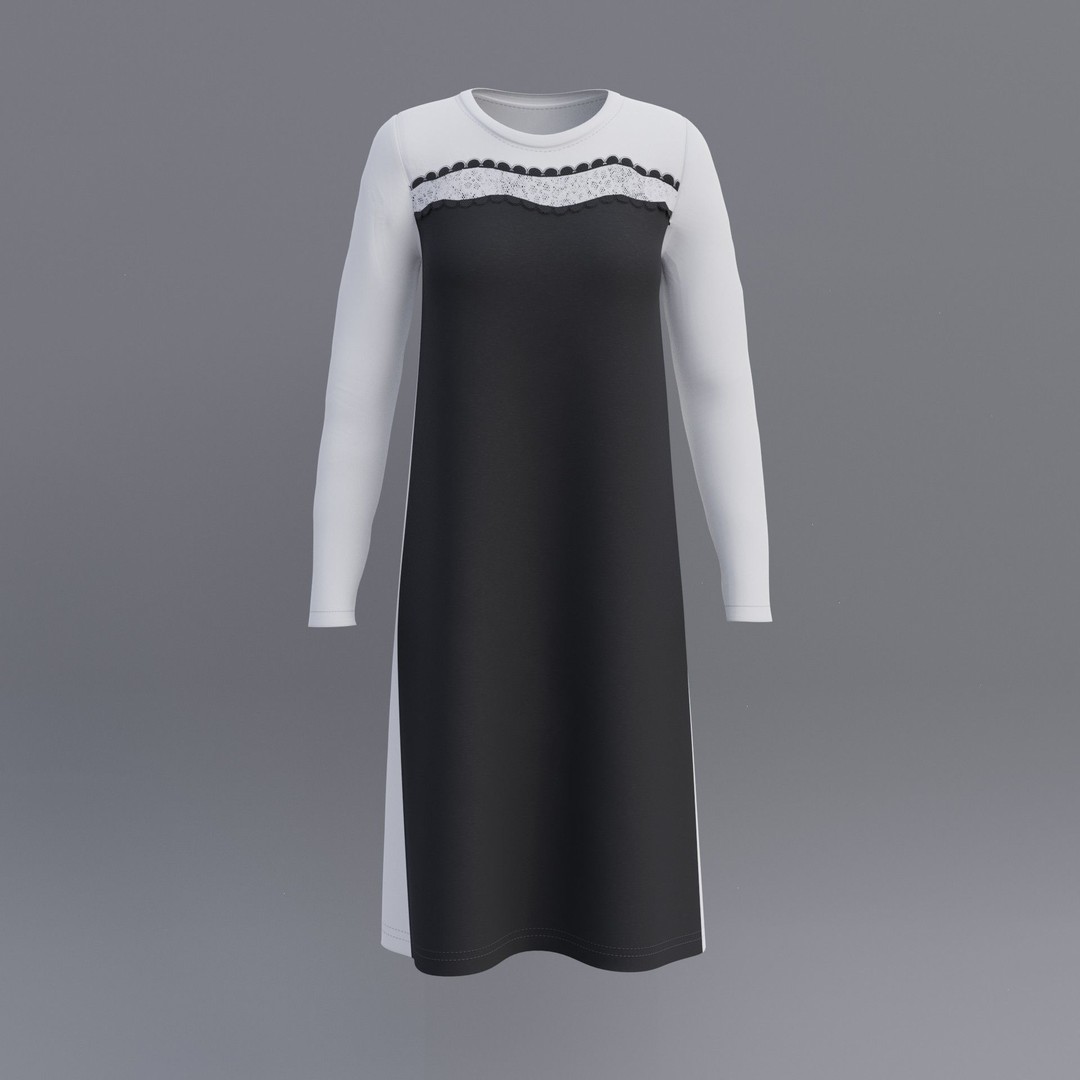 Sheath Dress 3D Model – Low Poly Female Clothing, PBR Textures - View 29