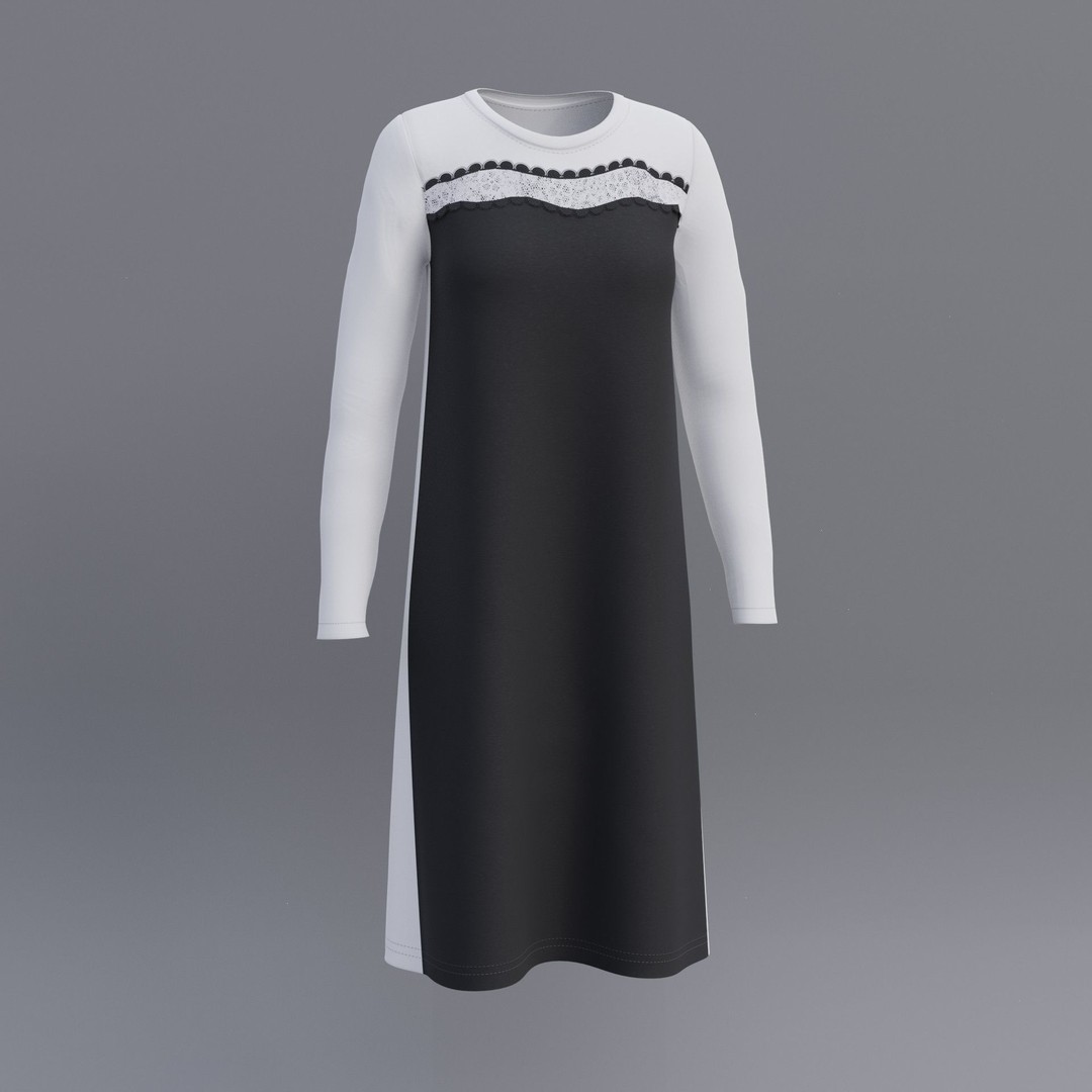 Sheath Dress 3D Model – Low Poly Female Clothing, PBR Textures - View 30