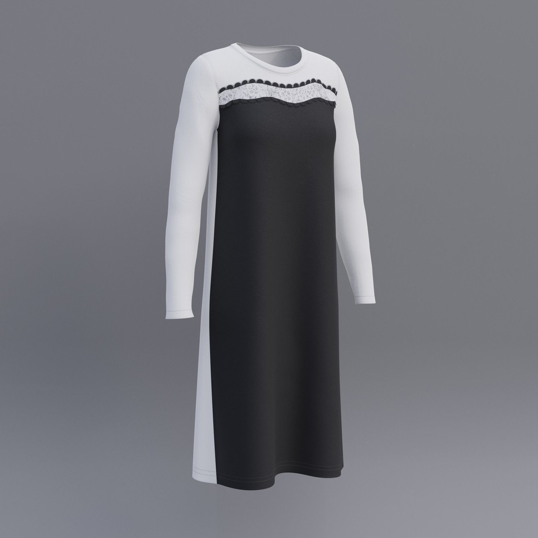 Sheath Dress 3D Model – Low Poly Female Clothing, PBR Textures - View 31