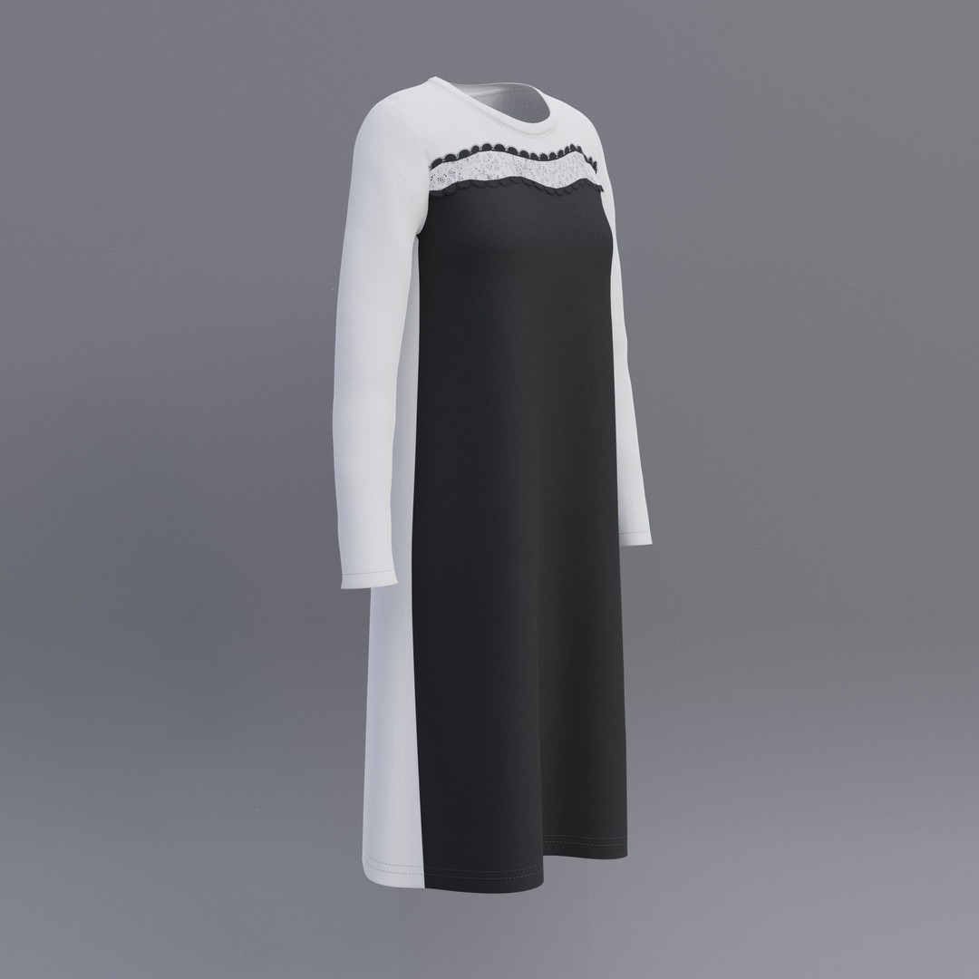 Sheath Dress 3D Model – Low Poly Female Clothing, PBR Textures - View 32