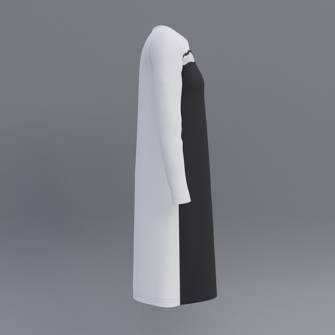 Sheath Dress 3D Model – Low Poly Female Clothing, PBR Textures - View 34