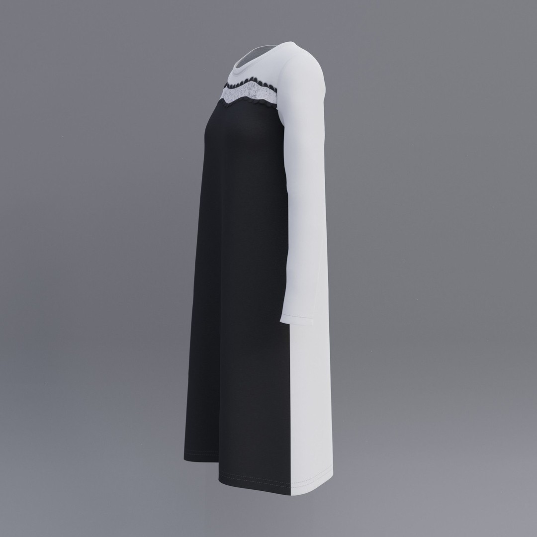 Sheath Dress 3D Model – Low Poly Female Clothing, PBR Textures - View 41
