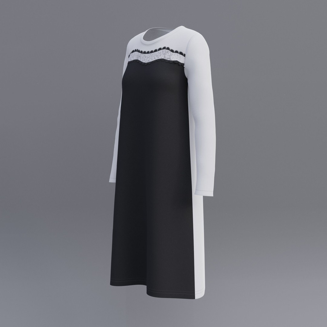 Sheath Dress 3D Model – Low Poly Female Clothing, PBR Textures - View 42