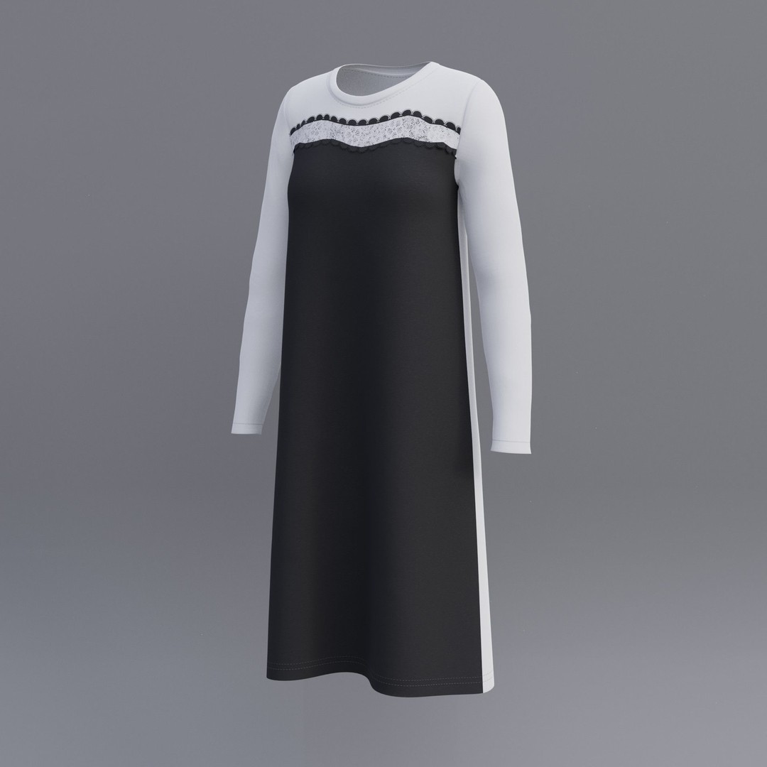 Sheath Dress 3D Model – Low Poly Female Clothing, PBR Textures - View 43