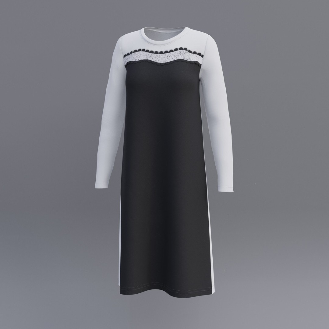 Sheath Dress 3D Model – Low Poly Female Clothing, PBR Textures - View 44