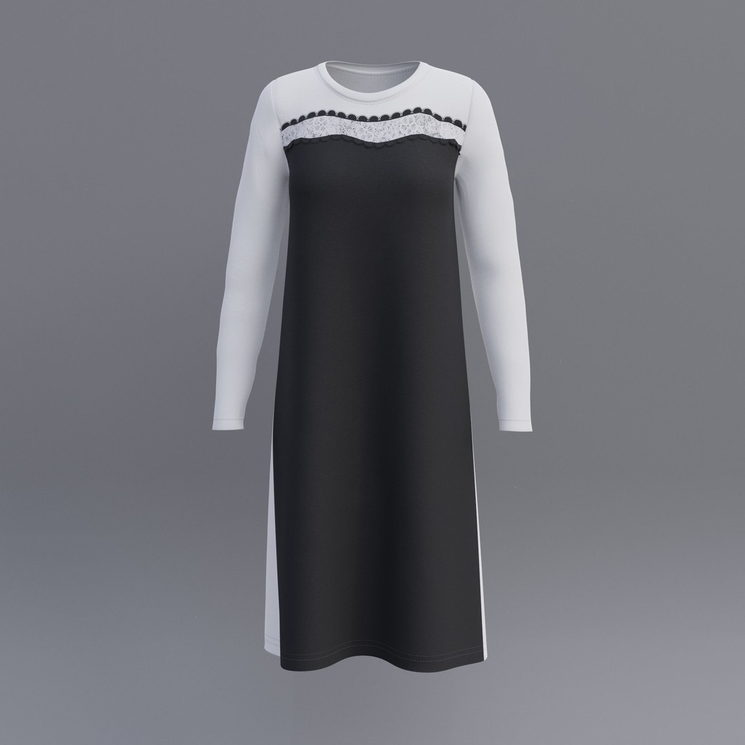Sheath Dress 3D Model – Low Poly Female Clothing, PBR Textures - View 45