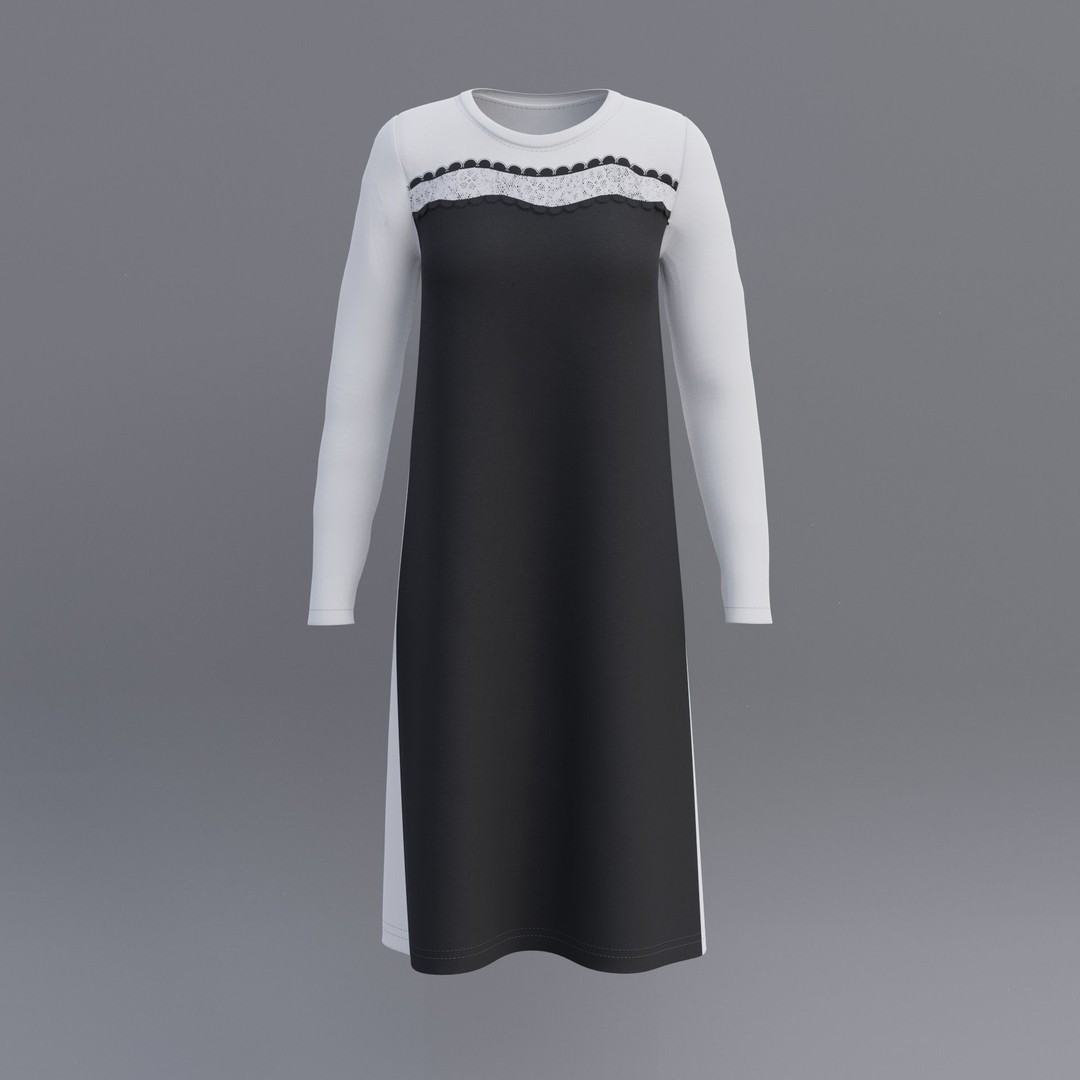 Sheath Dress 3D Model – Low Poly Female Clothing, PBR Textures - View 46
