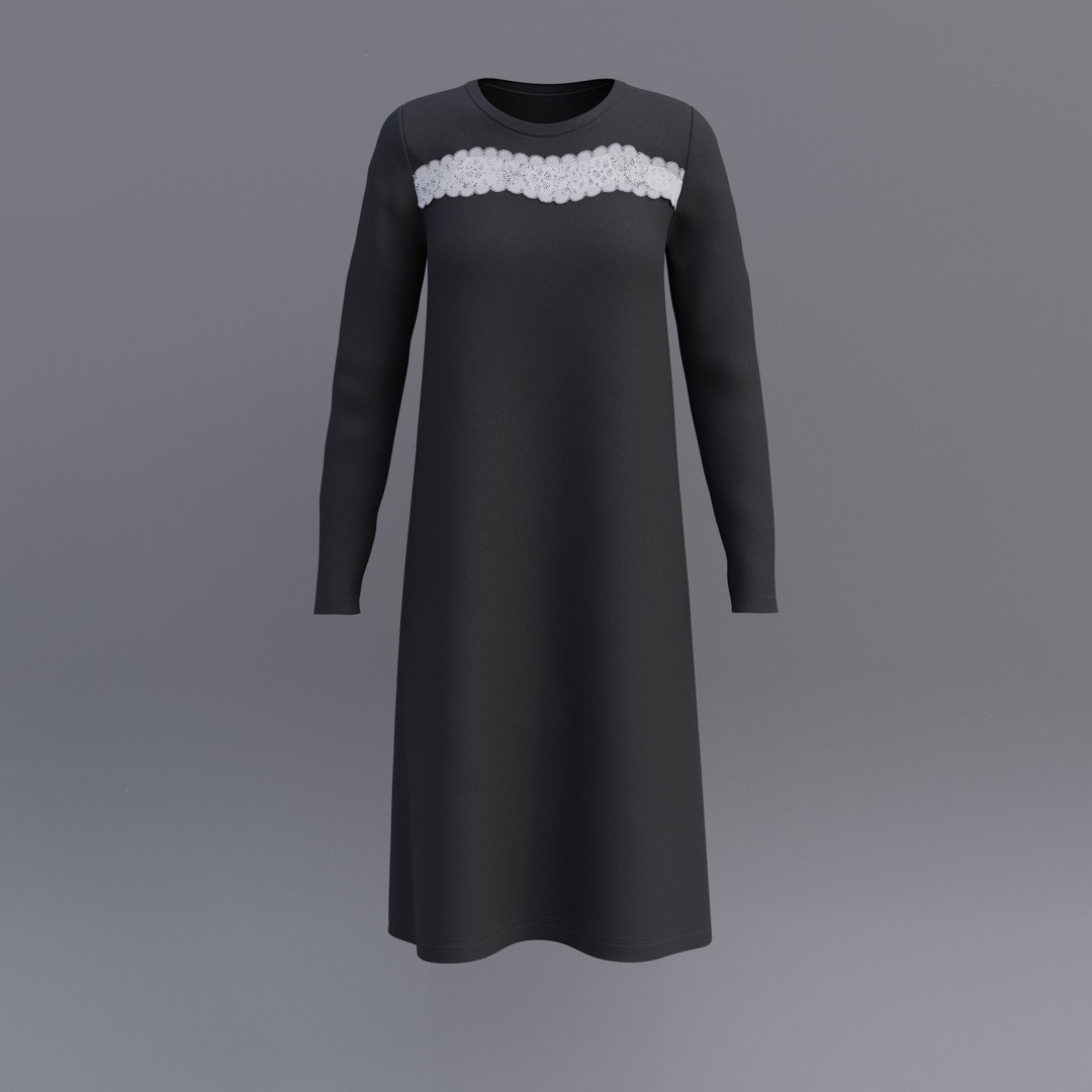 Sheath Dress 3D Model – Low Poly Female Clothing, PBR Textures - View 47
