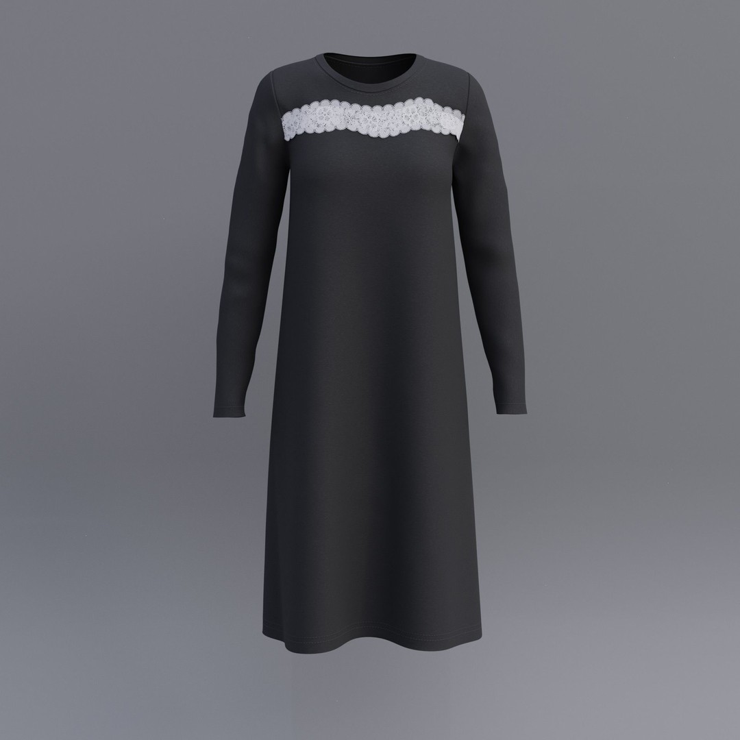 Sheath Dress 3D Model – Low Poly Female Clothing, PBR Textures - View 48