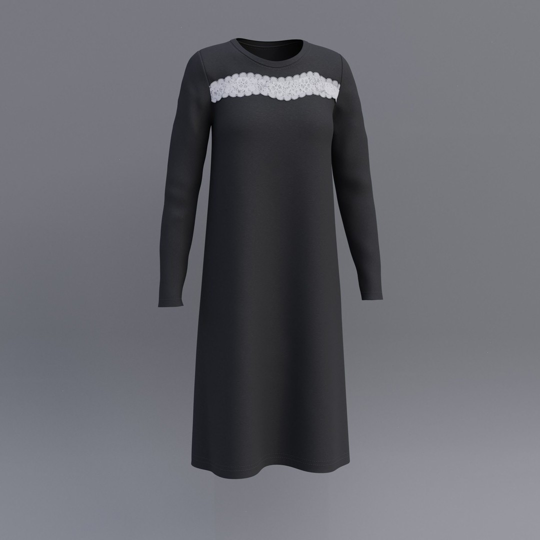 Sheath Dress 3D Model – Low Poly Female Clothing, PBR Textures - View 49
