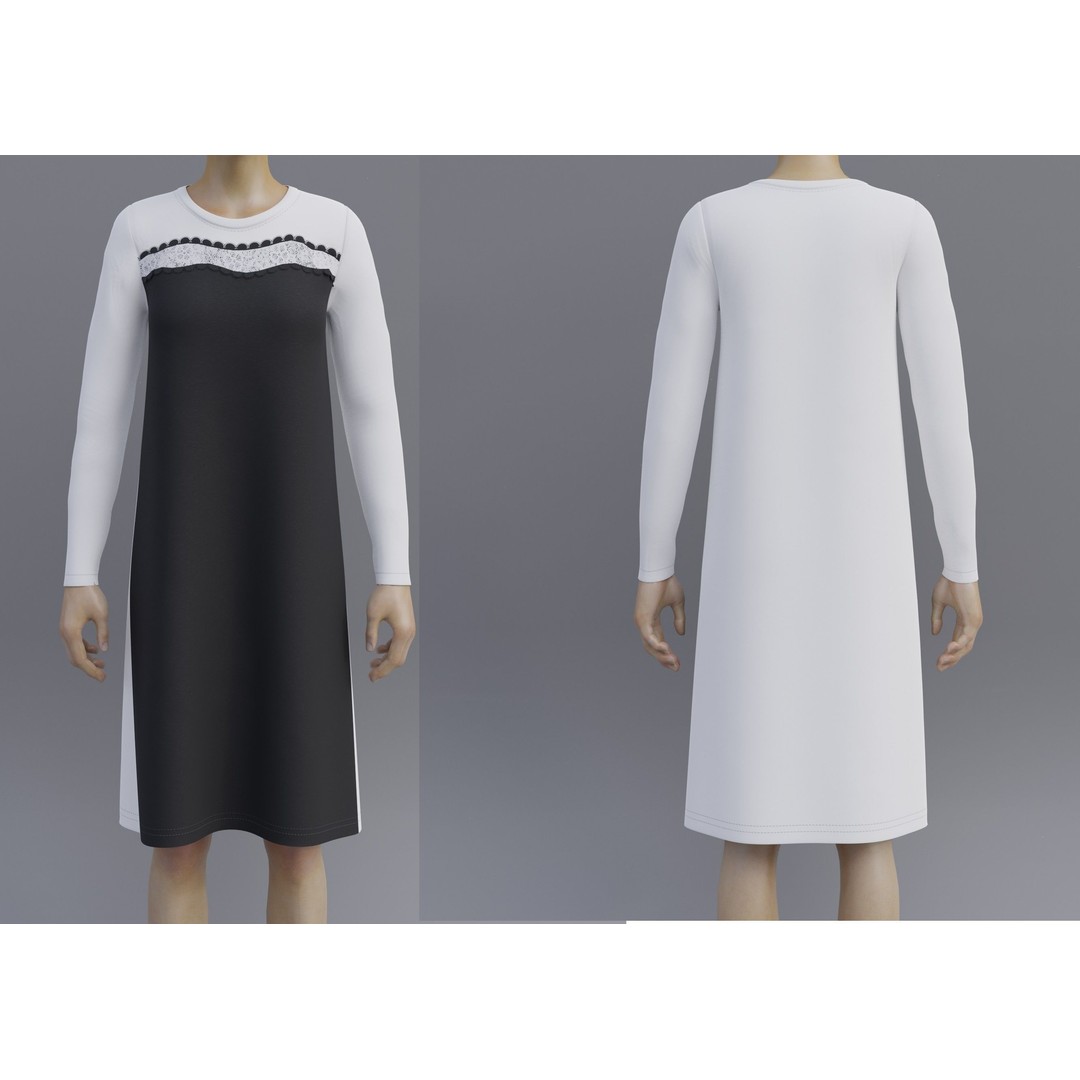 Sheath Dress 3D Model – Low Poly Female Clothing, PBR Textures - View 5