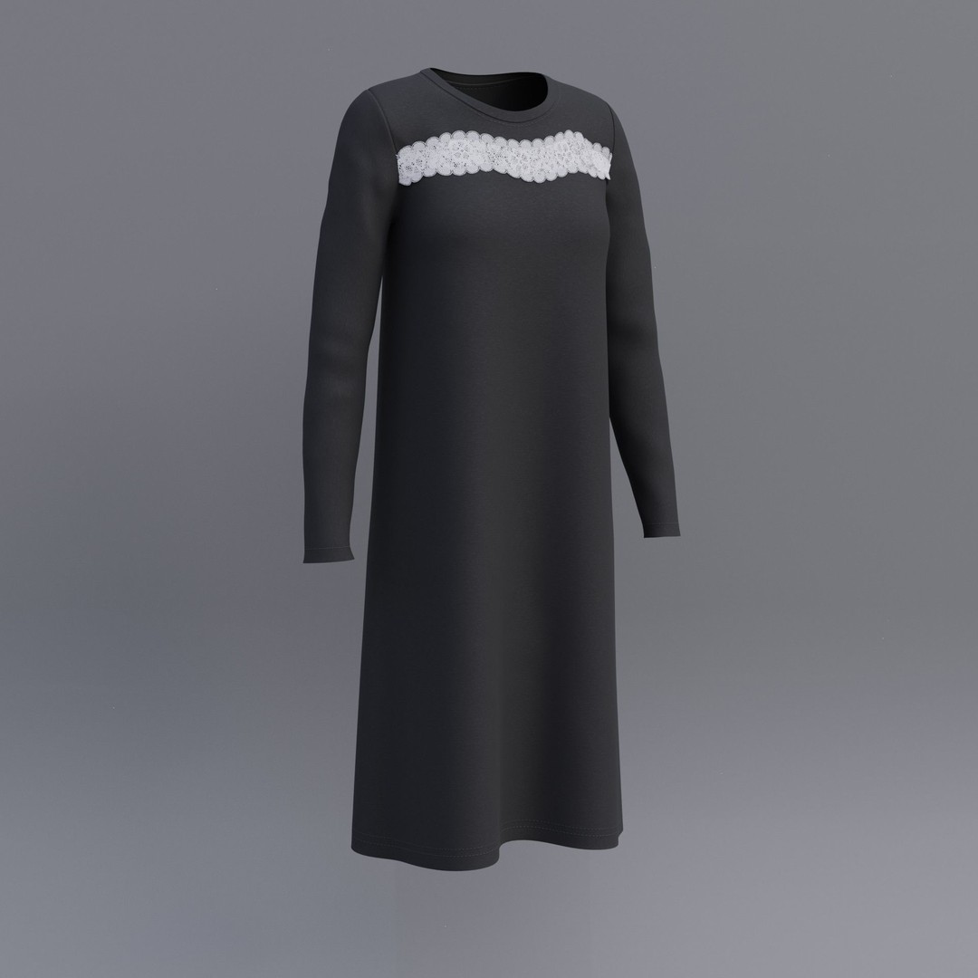 Sheath Dress 3D Model – Low Poly Female Clothing, PBR Textures - View 50