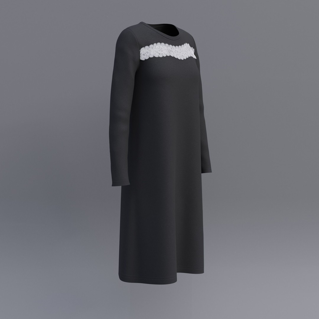 Sheath Dress 3D Model – Low Poly Female Clothing, PBR Textures - View 51