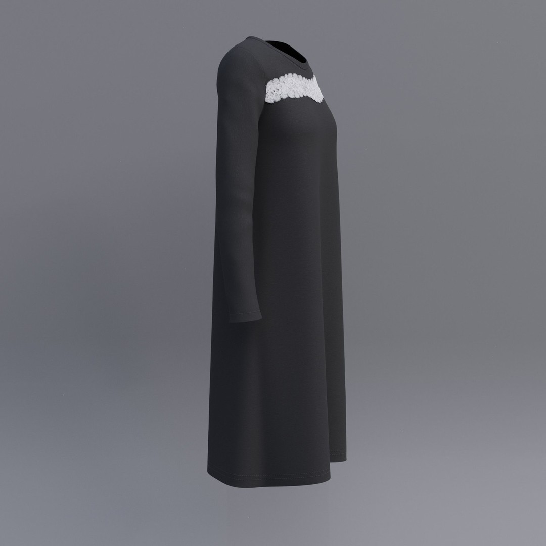 Sheath Dress 3D Model – Low Poly Female Clothing, PBR Textures - View 52